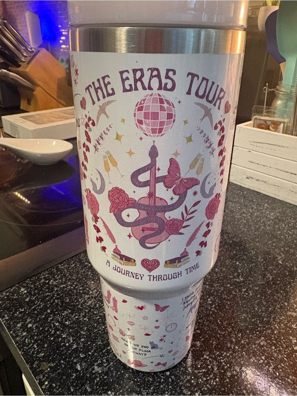 Taylor Swift Travel Tumbler - Pink & White